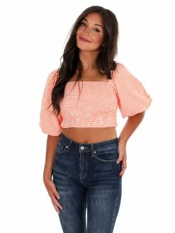 Hot Sale 👍 She + Sky Cornerback Gingham Crop Top Apparel 😀 13 She + Sky Cornerback Gingham Crop Top Apparel