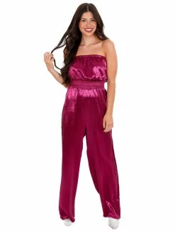 She + Sky Playsuits Anywhere With You Satin Jumpsuit