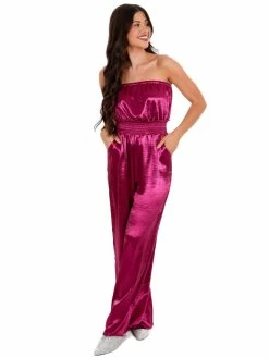 She + Sky Playsuits Anywhere With You Satin Jumpsuit