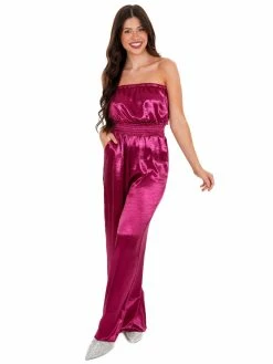 She + Sky Playsuits Anywhere With You Satin Jumpsuit