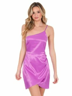 She + Sky Love Runs Out Satin One Shoulder Wrap Dress Dresses