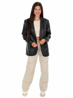 She + Sky Do You Know Leather Blazer