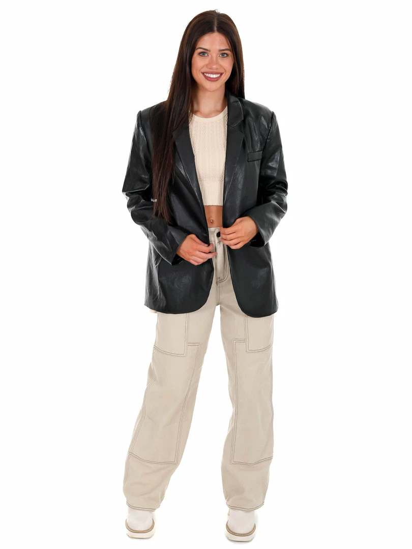 Coupon ⌛ She + Sky Do You Know Leather Blazer 👍 2 She + Sky Do You Know Leather Blazer