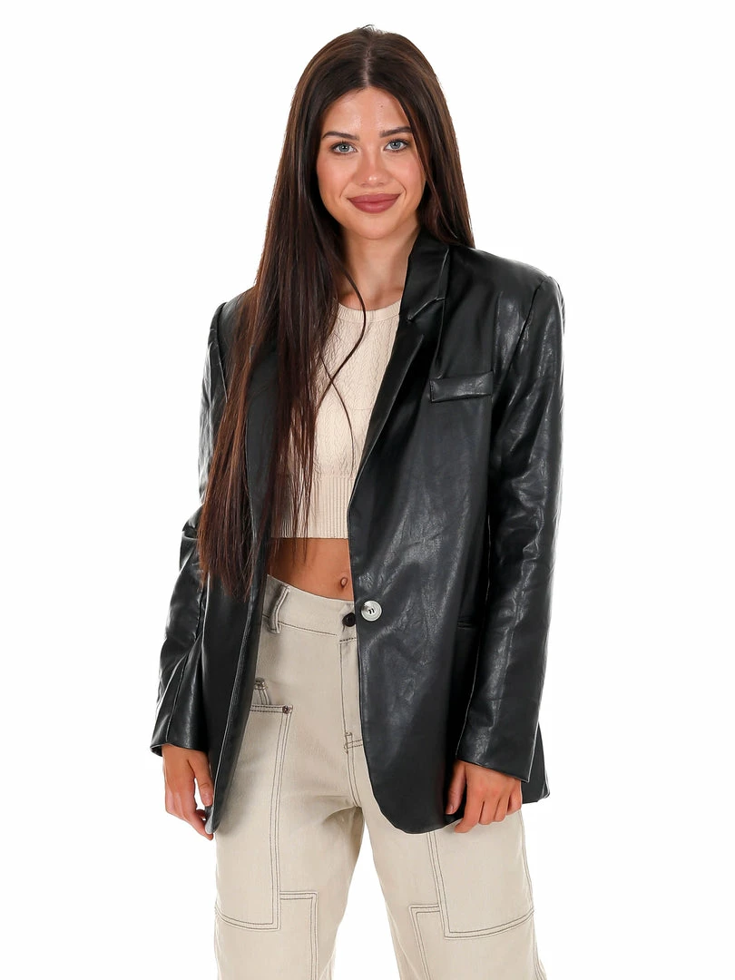 Coupon ⌛ She + Sky Do You Know Leather Blazer 👍 5 She + Sky Do You Know Leather Blazer