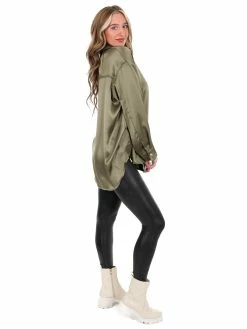 She + Sky Glad You Came Satin Button Down Top