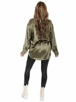 She + Sky Glad You Came Satin Button Down Top