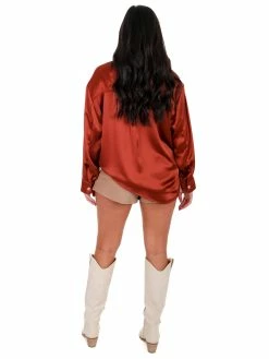 She + Sky Glad You Came Satin Button Down Top