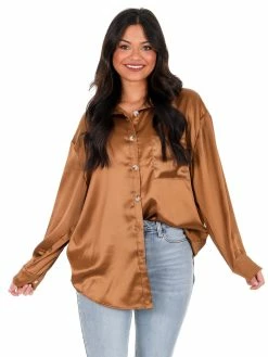 She + Sky Glad You Came Satin Button Down Top