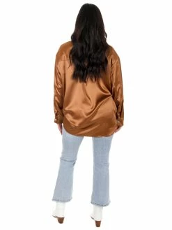 She + Sky Glad You Came Satin Button Down Top