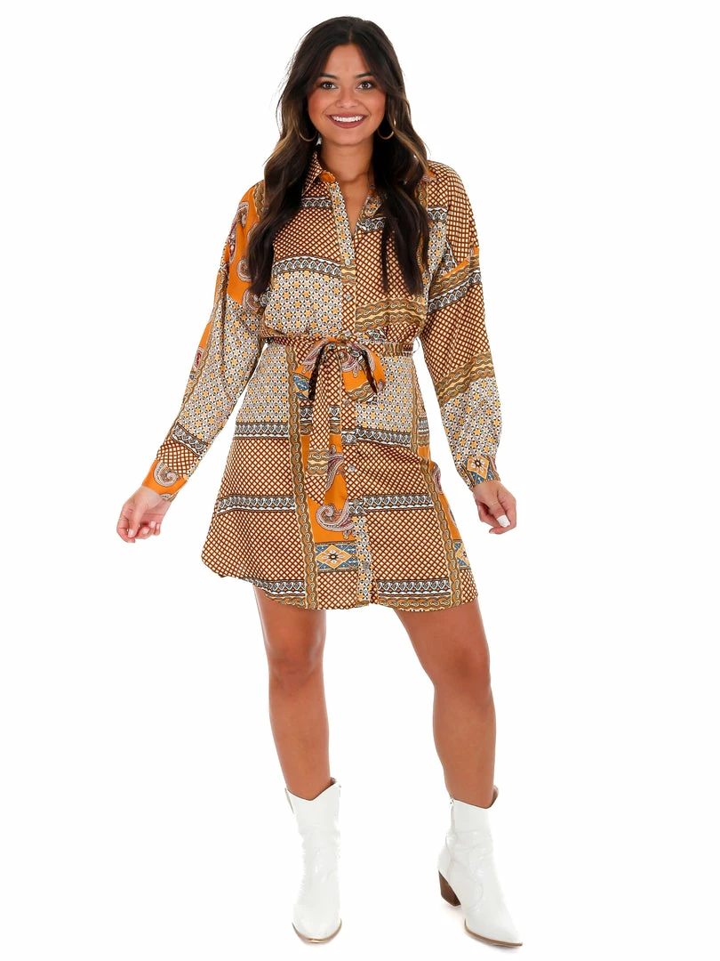 Top 10 👍 She + Sky 👗 Dresses Looks So Perfect Mustard Print Button Down 👗 Dress 🛒 4 She + Sky Dresses Looks So Perfect Mustard Print Button Down Dress