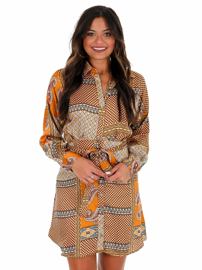 Top 10 👍 She + Sky 👗 Dresses Looks So Perfect Mustard Print Button Down 👗 Dress 🛒 3 She + Sky Dresses Looks So Perfect Mustard Print Button Down Dress