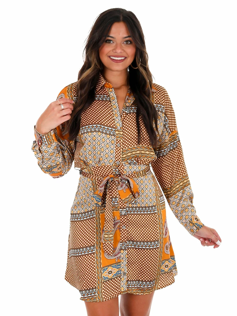 Top 10 👍 She + Sky 👗 Dresses Looks So Perfect Mustard Print Button Down 👗 Dress 🛒 5 She + Sky Dresses Looks So Perfect Mustard Print Button Down Dress