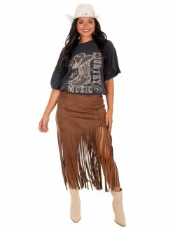 Brand new 👍 She + Sky Bottoms Compass Suede Fringe 👗 Skirt 😉 14 She + Sky Bottoms Compass Suede Fringe Skirt