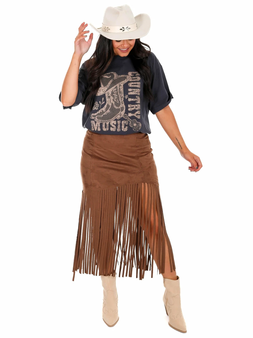 Brand new 👍 She + Sky Bottoms Compass Suede Fringe 👗 Skirt 😉 6 She + Sky Bottoms Compass Suede Fringe Skirt