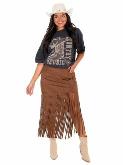 Brand new 👍 She + Sky Bottoms Compass Suede Fringe 👗 Skirt 😉 16 She + Sky Bottoms Compass Suede Fringe Skirt