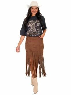 Brand new 👍 She + Sky Bottoms Compass Suede Fringe 👗 Skirt 😉 17 She + Sky Bottoms Compass Suede Fringe Skirt