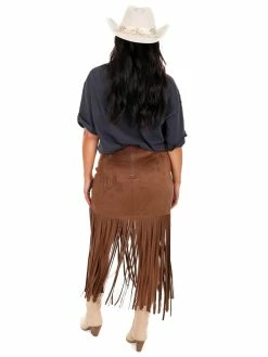 Brand new 👍 She + Sky Bottoms Compass Suede Fringe 👗 Skirt 😉 19 She + Sky Bottoms Compass Suede Fringe Skirt