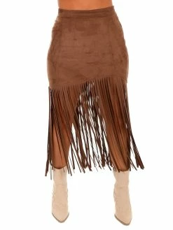 Brand new 👍 She + Sky Bottoms Compass Suede Fringe 👗 Skirt 😉 12 She + Sky Bottoms Compass Suede Fringe Skirt