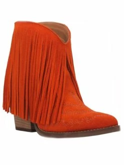Dan Post Boot Co. Tangles Orange Fringe Booties