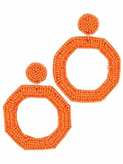 Golden Stella Jewelry Beaded Orange Octagon Earrings