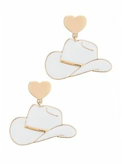 Golden Stella Cowboy Hat Enamel Earrings