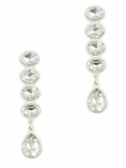 Josie's Boutique Gameday White Dangle Rhinestone Earrings