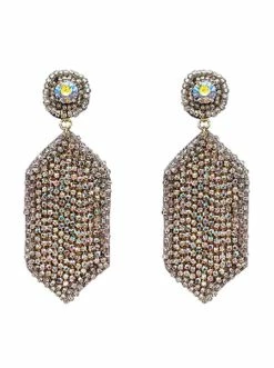 Treasure Import Long Beaded Hexagon Wistone Earrings