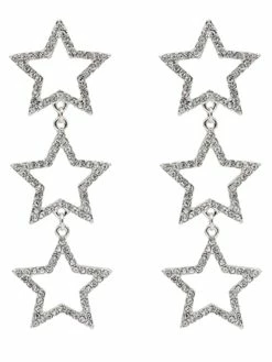Golden Stella Triple Pave Star Drop Earrings