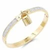 Impression Costume Jewelry Gold Plated Stainless Steel CZ Stone Bangle Bracelet With Lock