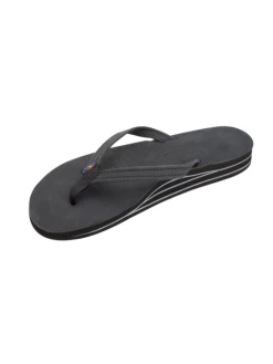 Footwear Rainbows Narrow Strap Double Arch Support Leather Sandal - Premier Black