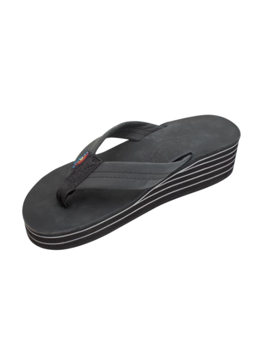 New ๐ Footwear Rainbows Six Layer Leather Wedge - Black ๐งจ 1 Footwear Rainbows Six Layer Leather Wedge - Black