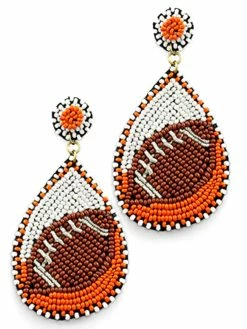 Treasure Import Jewelry Orange Football Seed Bead Teardrop Earrings
