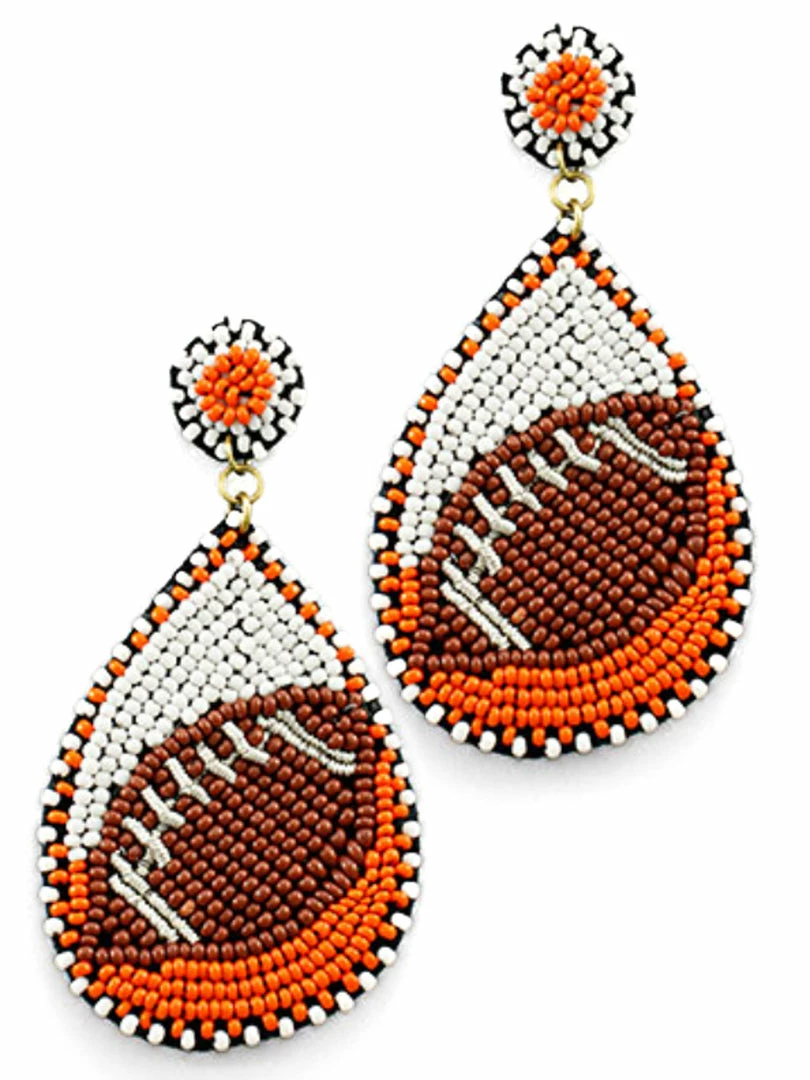Budget ✨ Treasure Import Jewelry Orange Football Seed Bead Teardrop Earrings ⭐ 1 Treasure Import Jewelry Orange Football Seed Bead Teardrop Earrings