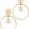 Golden Stella Earrings Hoop With Dangle Pearl Earring