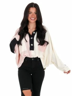 Bucket List Time After Time Colorblock Henley Top Tops