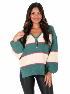 Entro Sweater Weather Striped Top Tops