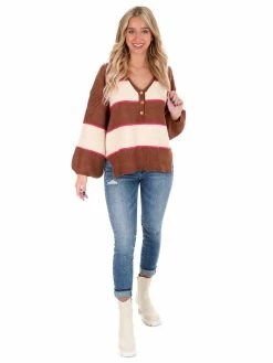 Entro Sweater Weather Striped Top Tops