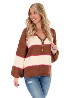 Entro Sweater Weather Striped Top Tops