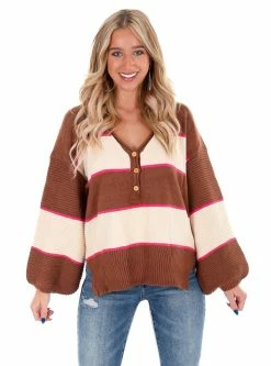 Entro Sweater Weather Striped Top Tops