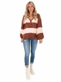 Entro Sweater Weather Striped Top Tops