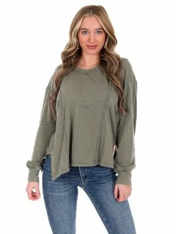 Apparel-Curvy Girl Curvy Daylight Mineral Washed Top