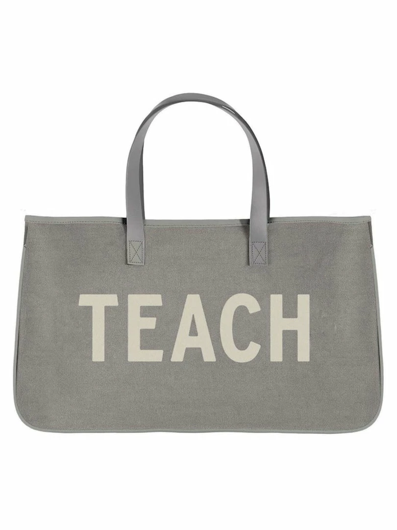 New 🎉 Accessories Bags Teach Grey Canvas Tote 😍 1 Accessories Bags Teach Grey Canvas Tote