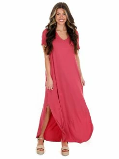 Apparel-Curvy Girl Curvy Wherever You Are V-Neck Maxi Dress