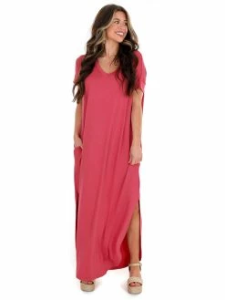 Apparel-Curvy Girl Curvy Wherever You Are V-Neck Maxi Dress