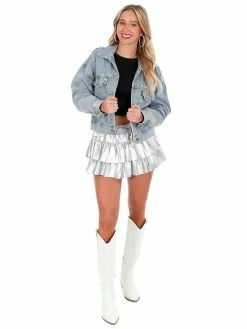 Veveret Complicated Rhinestone Denim Jacket Outerwear