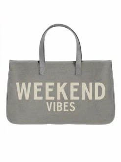 Accessories Weekend Vibes Grey Canvas Tote