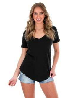 Z Supply Black Cotton Slub Pocket Tee Sale