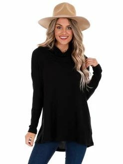 Z Supply Black Marled Cowl Neck Top