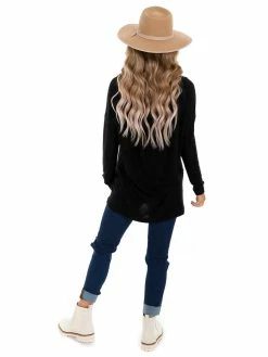 Z Supply Black Marled Cowl Neck Top