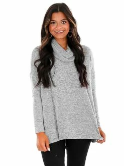 Z Supply Heather Grey Marled Cowl Neck Top